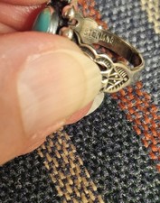 Vintage Native American Fred Harvey Era Sterling Turquoise Ring Size 5 1/4 - Additional view 5
