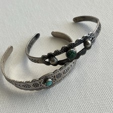 Navajo Fred Harvey Child Turquoise Bracelet XS Arrow Thunderbird Mountain Fish - Additional view 1