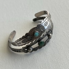 Navajo Fred Harvey Child Turquoise Bracelet XS Arrow Thunderbird Mountain Fish - Additional view 2