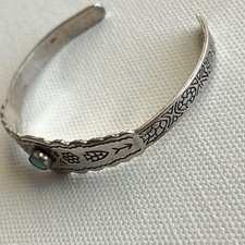 Navajo Fred Harvey Child Turquoise Bracelet XS Arrow Thunderbird Mountain Fish - Additional view 15