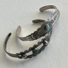 Navajo Fred Harvey Child Turquoise Bracelet XS Arrow Thunderbird Mountain Fish