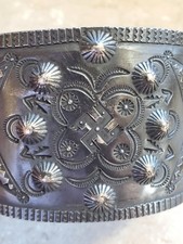 1930s NAVAJO FRED HARVEY ERA X LARGE STAMPED CUFF BRACELET WHIRLING LOG 107 GRAM - Additional view 14