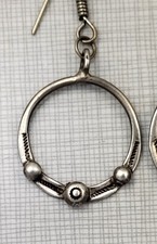 Vintage Navajo Old Pawn Snake Eyes Peyote Sterling Fred Harvey 1920s Earrings - Additional view 1