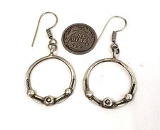 Vintage Navajo Old Pawn Snake Eyes Peyote Sterling Fred Harvey 1920s Earrings - Additional view 4