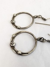 Vintage Navajo Old Pawn Snake Eyes Peyote Sterling Fred Harvey 1920s Earrings - Additional view 6