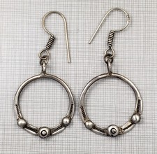 Vintage Navajo Old Pawn Snake Eyes Peyote Sterling Fred Harvey 1920s Earrings - Additional view 7