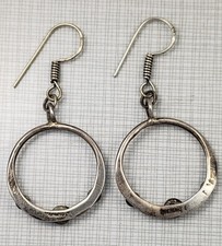 Vintage Navajo Old Pawn Snake Eyes Peyote Sterling Fred Harvey 1920s Earrings - Additional view 8