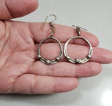 Vintage Navajo Old Pawn Snake Eyes Peyote Sterling Fred Harvey 1920s Earrings