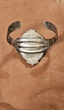 VNTG Large Handcrafted Fred Harvey Era Sterling Turquoise Stamped Cuff Bracelet - Additional view 3