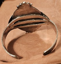 VNTG Large Handcrafted Fred Harvey Era Sterling Turquoise Stamped Cuff Bracelet - Additional view 4