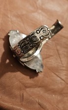 VNTG Large Handcrafted Fred Harvey Era Sterling Turquoise Stamped Cuff Bracelet - Additional view 5