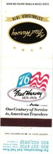 Fred Harvey, 1876-1976, One Century of Service, Vintage Matchbook Cover