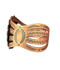 Vintage Fred Harvey Solid Copper & Turquoise Womens Cuff Bracelet - Additional view 2