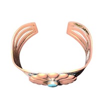 Vintage Fred Harvey Solid Copper & Turquoise Womens Cuff Bracelet - Additional view 3
