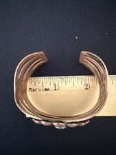 Vintage Fred Harvey Solid Copper & Turquoise Womens Cuff Bracelet - Additional view 5