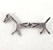 Fred Harvey Era Navajo Silver Horse Brooch Whirling Log Symbol Pre-1940