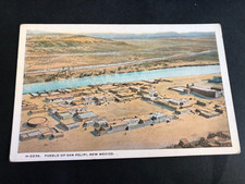 Vintage Postcard c1930 Aerial View Pueblo of San Felipi New Mexico Fred Harvey