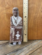 Native American Signed Carved Stone Figure Sculpture Statue 7 3/4