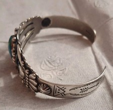 Native American FRED HARVEY Navajo Turquoise Sterling Silver bracelet Signed - Additional view 2