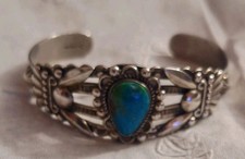 Native American FRED HARVEY Navajo Turquoise Sterling Silver bracelet Signed - Additional view 6
