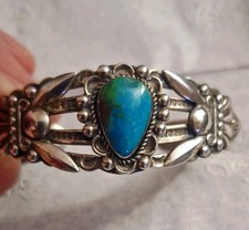 Native American FRED HARVEY Navajo Turquoise Sterling Silver bracelet Signed