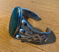 Vintage Native American Silver Turquoise Cuff Bracelet...Prob. Fred Harvey Era - Additional view 1