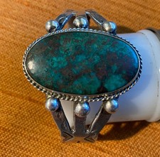 Vintage Native American Silver Turquoise Cuff Bracelet...Prob. Fred Harvey Era - Additional view 2