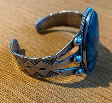 Vintage Native American Silver Turquoise Cuff Bracelet...Prob. Fred Harvey Era - Additional view 3