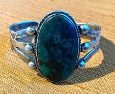 Vintage Native American Silver Turquoise Cuff Bracelet...Prob. Fred Harvey Era