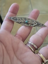 Fred Harvey era Sterling Arrow Turquoise Pin - Additional view 5