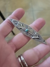 Fred Harvey era Sterling Arrow Turquoise Pin