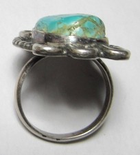 CHUNKY Vintage Fred Harvey Era Navajo Sterling Silver Turquoise NUGGET Ring sz9 - Additional view 12