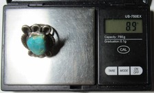 CHUNKY Vintage Fred Harvey Era Navajo Sterling Silver Turquoise NUGGET Ring sz9 - Additional view 22