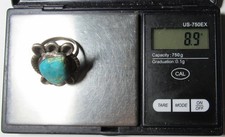 CHUNKY Vintage Fred Harvey Era Navajo Sterling Silver Turquoise NUGGET Ring sz9 - Additional view 23