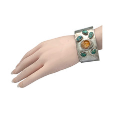 FRED HARVEY ERA SIGNED NAVAJO STERLING TURQUOISE 6