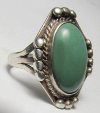 Fred Harvey Era Navajo Sterling Silver GREEN Turquoise NATIVE AMERICAN Ring s5.5 - Additional view 3