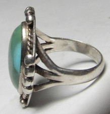 Fred Harvey Era Navajo Sterling Silver GREEN Turquoise NATIVE AMERICAN Ring s5.5 - Additional view 6