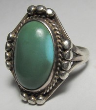 Fred Harvey Era Navajo Sterling Silver GREEN Turquoise NATIVE AMERICAN Ring s5.5 - Additional view 9