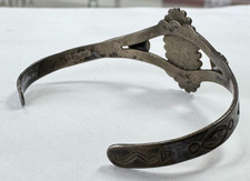 Vintage Fred Harvey Era Sterling Silver Stamped Turquoise Cuff Bracelet [105GCS] - Additional view 3