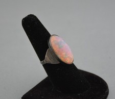 Vintage Fred Harvey  - Navajo Sterling Silver Ring -  Imitation Opal - Size 7 - Additional view 1