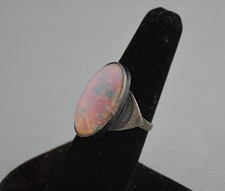 Vintage Fred Harvey  - Navajo Sterling Silver Ring -  Imitation Opal - Size 7 - Additional view 2