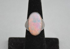 Vintage Fred Harvey - Navajo Sterling Silver Ring - Imitation Opal - Size 7