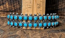 Native American Style Fred Harvey Era Vintage Cuff Sterling Faux Turquoise  - Additional view 1
