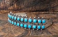 Native American Style Fred Harvey Era Vintage Cuff Sterling Faux Turquoise  - Additional view 3