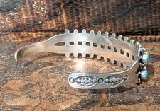 Native American Style Fred Harvey Era Vintage Cuff Sterling Faux Turquoise  - Additional view 5