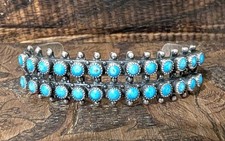 Native American Style Fred Harvey Era Vintage Cuff Sterling Faux Turquoise