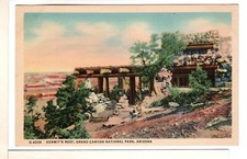 1940s Grand Canyon Fred Harvey Linen Postcard Hermit's Rest Cave Home-PP10