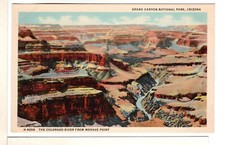 1940s Grand Canyon Fred Harvey Linen Postcard Colorado River Mohave Point-PP10