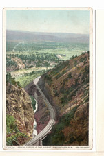 Fred Harvey White Border Postcard NM Apache Canyon Glorietta Mountains-FL1