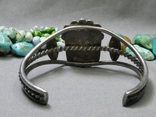 Fred Harvey Era NAVAJO Natural CARICO LAKE TURQUOISE Coin Silver Cuff Bracelet - Additional view 6